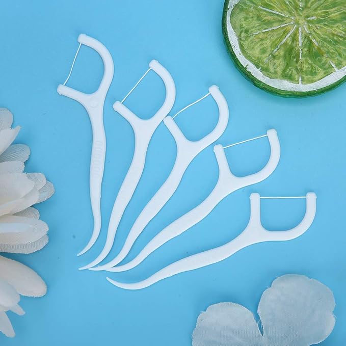 500pcs Disposable Floss Sticks, Teeth Removal Oral Care Tool with Non Slip Handle, for Effectively Clean Teeth and Gums