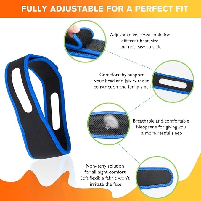2025 Model Anti Snoring Chin Strap, Stop Snoring Chin Straps for CPAP Users, Jaw Strap for Sleeping,Chin Straps to Keep Mouth Closed for Sleeping Better, Cpap Chin Strap for Sleep for Men- Women