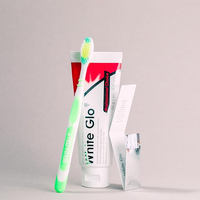 White Glo Extra Strength Whitening Toothpaste Professional Choice 100ml - 2 Packs with Sanitral 50 Pcs Dental Floss Stick Included as a Gift