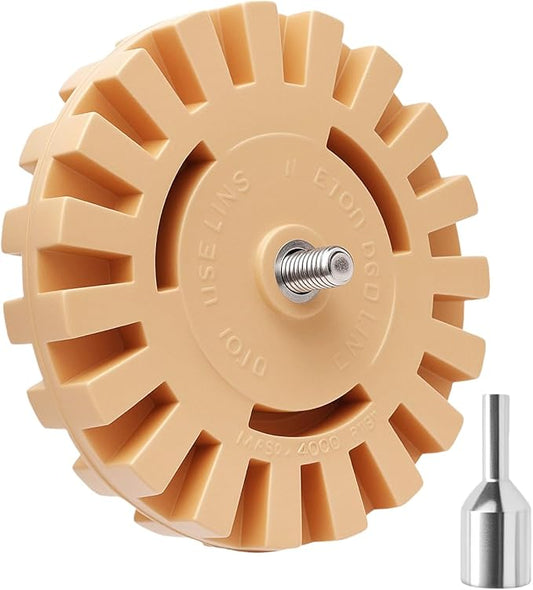 4 inch Serrated Rubber Eraser Wheel,Decal Remover Eraser Wheel- Adhesive Remover Tool, Pinstripe, Sticker, Vinyl Removal Tool Kit for Cars, RVs
