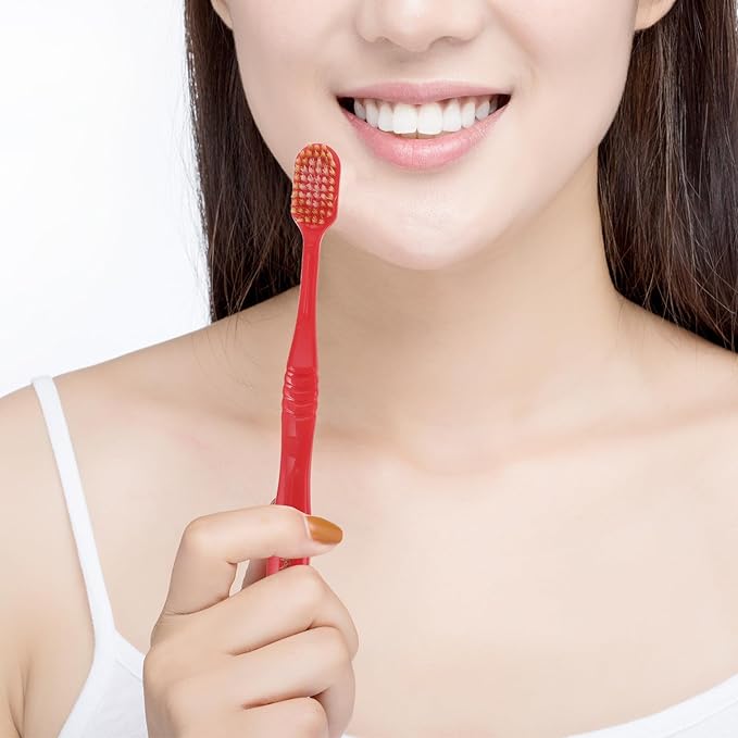 10Pcs Charcoal Toothbrush with Extra Gentle Thin Bristles for Gentle Plaque Removal Oral Care Brushes with Comfortable Non-Slip Handles Mixed Colors for Family Bathroom Use