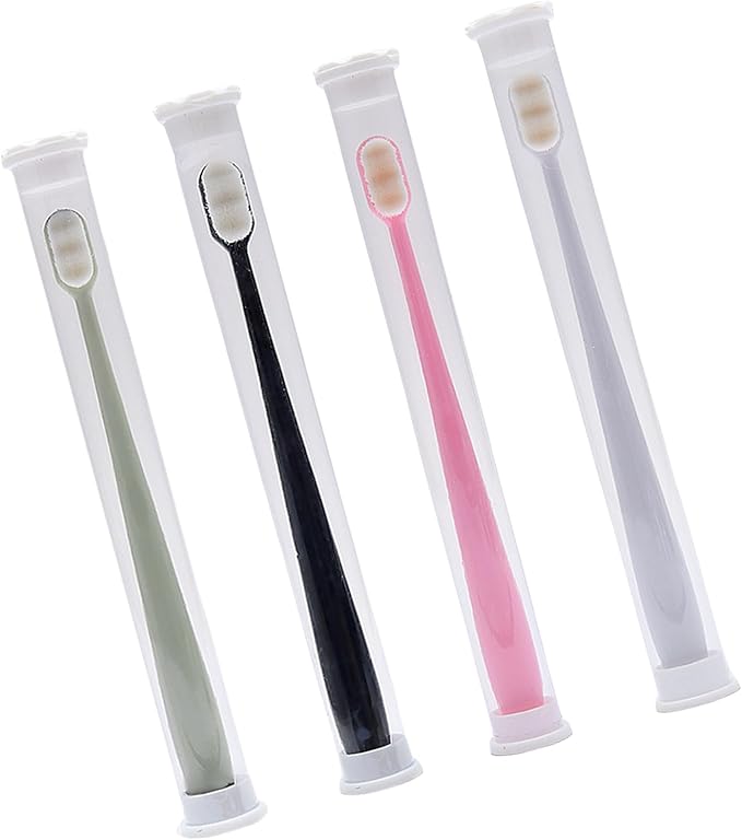 4Pieces Soft Bristle Toothbrushes for Family Use Feature Waved Designs for Enhancing Sensitive Teeth Soft Bristle Toothbrush