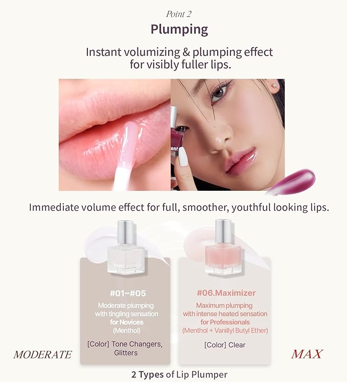 Heart Percent Dote On Mood Top Coating Lip Plumper, High-Shine Glossy Finish Tone Down Color & Mood Changing Lip Gloss 03. Mood Changer