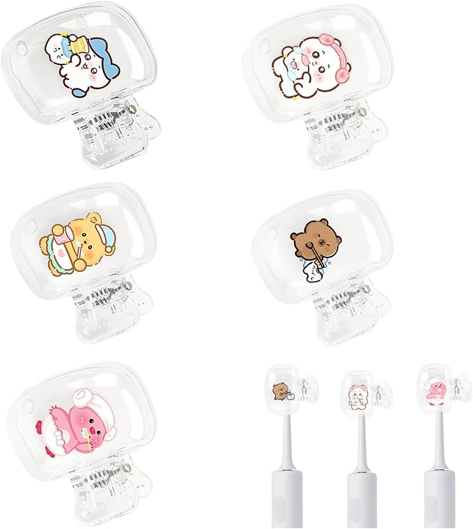 5 Pack Toothbrush Covers,Plastic Toothbrush Protector Cap for Household Travel, Bathroom, Camping (C)