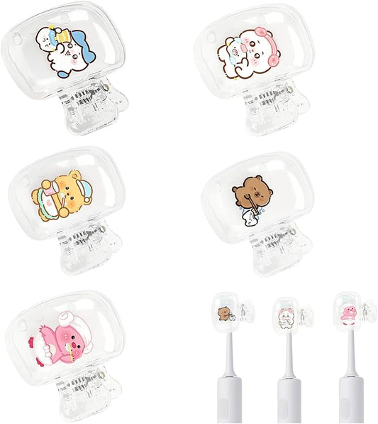 5 Pack Toothbrush Covers,Plastic Toothbrush Protector Cap for Household Travel, Bathroom, Camping (C)