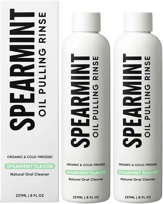 Spearmint Oil Pulling Rinse – with Organic Cold-Pressed Coconut Oil ＆ Mentha Haplocalyx Oil, Natural Mouthwash for Fresh Breath, Healthy Gums & Teeth Whitening, 8 fl oz (2)