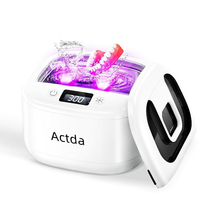 Ultrasonic Retainer Cleaner,Sonic Dental Cleaning Machine,Dental Cleaning Pod Night Guard Cleaner for Dentures, Retainers,Aligner, Mouth Guards, Jewelry Clean, Type-C Charge, 2600MAh,Waterproof.