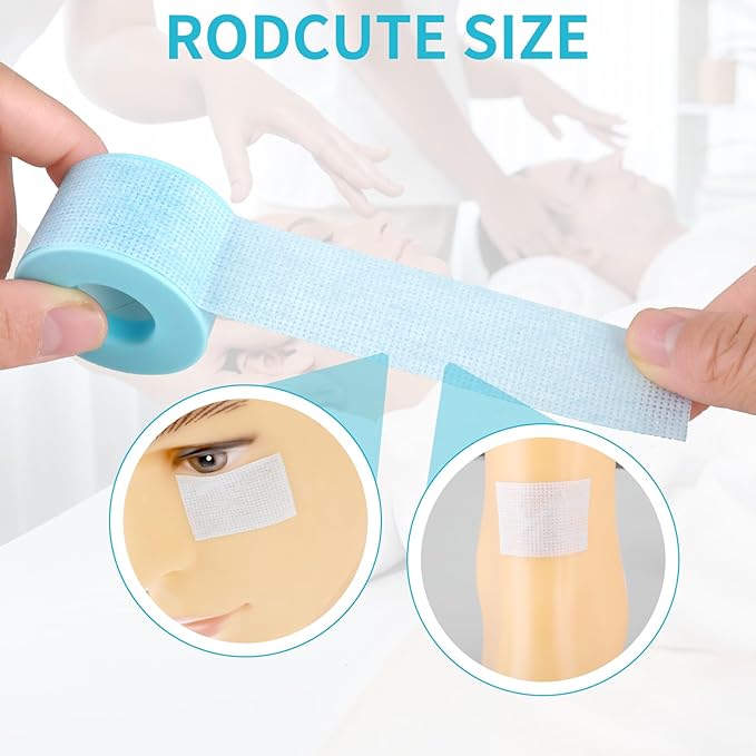 Thinp 2 Rolls Silicone Sensitive Skin Tape Waterproof Medical Reusable Adhesive Blue Silicone Tape for Wound Care Mouth Tape for Sleeping Eyelash Tape(0.98Inch X 3.9 Yards)
