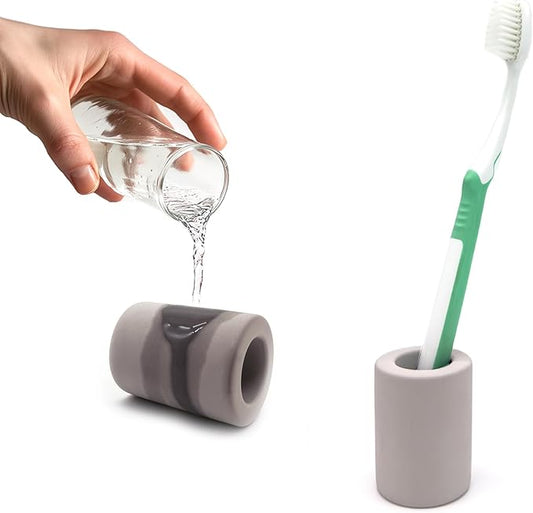 Mini Toothbrush Holders for Bathrooms - Diatomite Quick-Dry Organizer, Compact Portable Toothbrush Holder for Countertop, Shower & Travel Storage