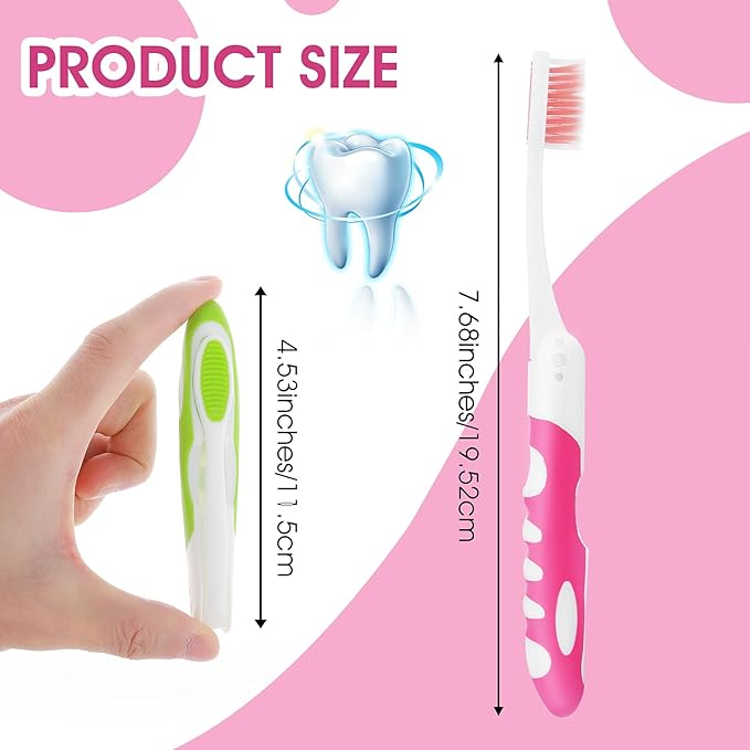 Ouligay 2Pcs Folding Portable Soft Toothbrushes - Small, Foldable Travel Toothbrush for Camping & Hiking