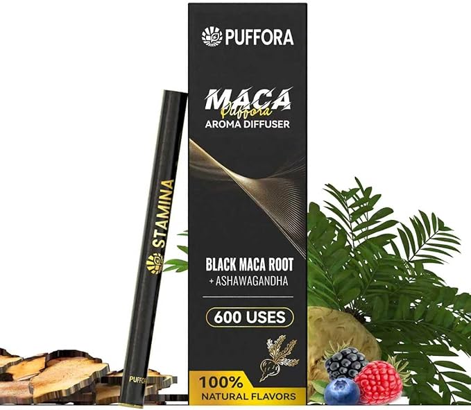 Herbal Diffuser Pen, Berry Flavor, Energy & Focus Boost, Vitamin B12 & C, Maca Root + Ashwagandha - Plant-Based, Anxiety Pen, Natural Alternative, Pocket Size, 600 Uses