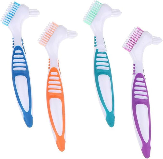 Denture Brush False Teeth Toothbrush Multi-Layered Bristles & Portable Duals Sided Denture Toothbrushes Soft Adults with Case