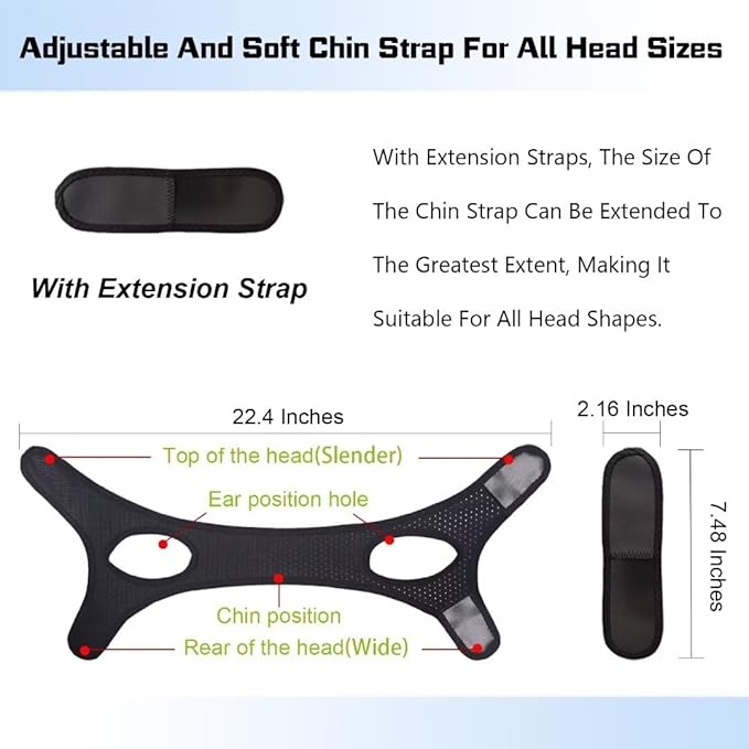 Forzacx Anti Snore Chin Strap - Breathable Chin Strap Snoring Solution, Effectively Reduce Snoring, Non-Stick Hair, Don't Fade - Black