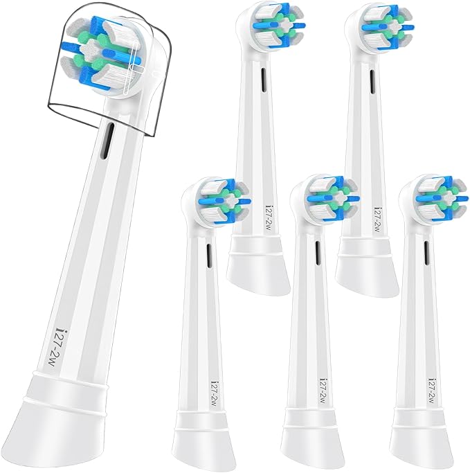6 Pcs IO Replacement Heads Compatible with Oral B IO 2/3/4/5/6/7/8/9/10/Deep Clean Electric Toothbrush, Medium Bristles Brush Heads Compatible with Oral B IO for Effective Plaque Removal (White)