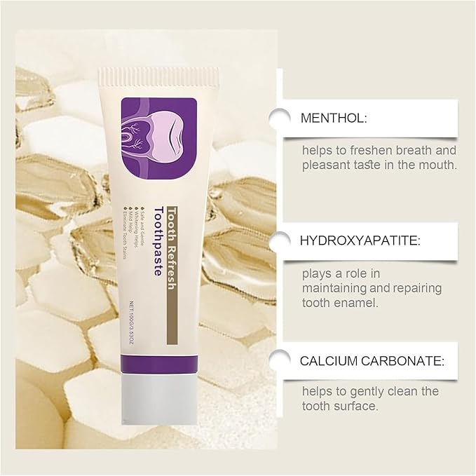 Tooth Refresh Toothpaste, Fresh Breath Whitening Formula, Natural Oral Care with Enamel Repair, Removes Coffee Tea Wine Stains, Deep Cleaning, 3.5 Oz (3 pcs)