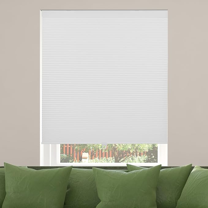 CALYX INTERIORS Blackout Cellular Honeycomb Shade, Cordless, 3/8" Single Cell, 32" W x 60" H, Blackout White