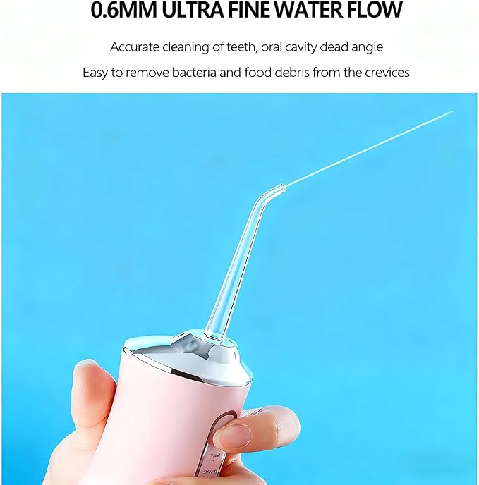 Water Dental Flosser Teeth Pick, Cordless Portable Oral Irrigator for Teeth, Dentures, and Braces 4 Modes & Jet Tips, IPX7 Waterproof (Green)
