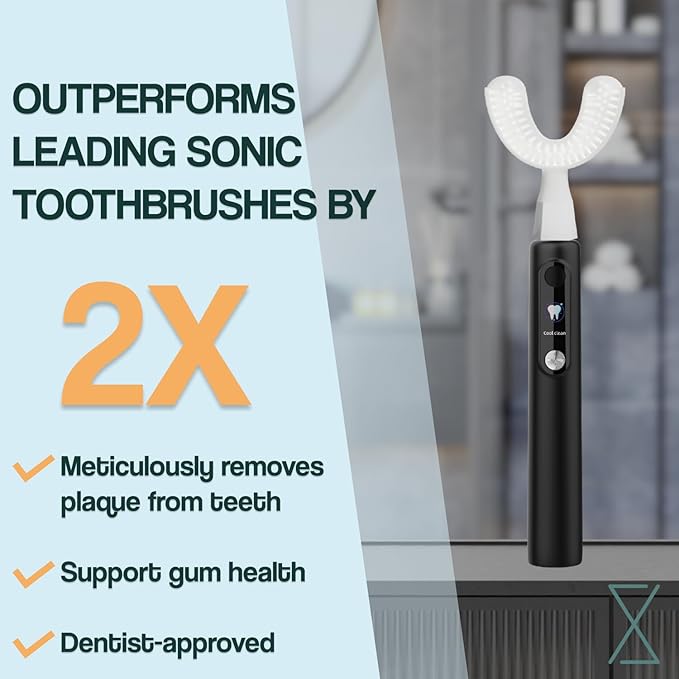 Y-Brush Ultra - Sonic Toothbrush Multiple Modes - 6-Month Battery, Advanced Plaque Removal, Whitening Technology (Ultra - Black, Adult (12-99 yo))
