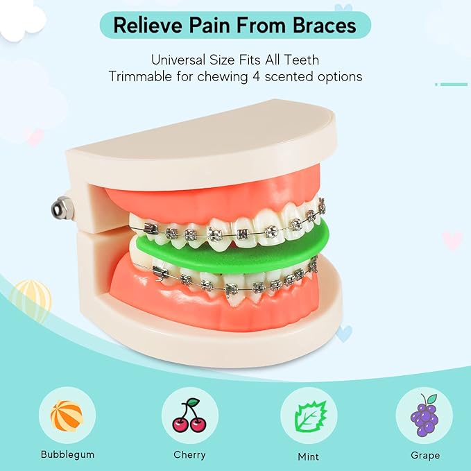 Bite Wafers for Orthodontic Braces - Therapy Wafer Latax Free, Relieve Pain from Braces, Teeth Pain Relief Chewie, Night Mouth Guard Alternative (Grape, 25 Pcs)