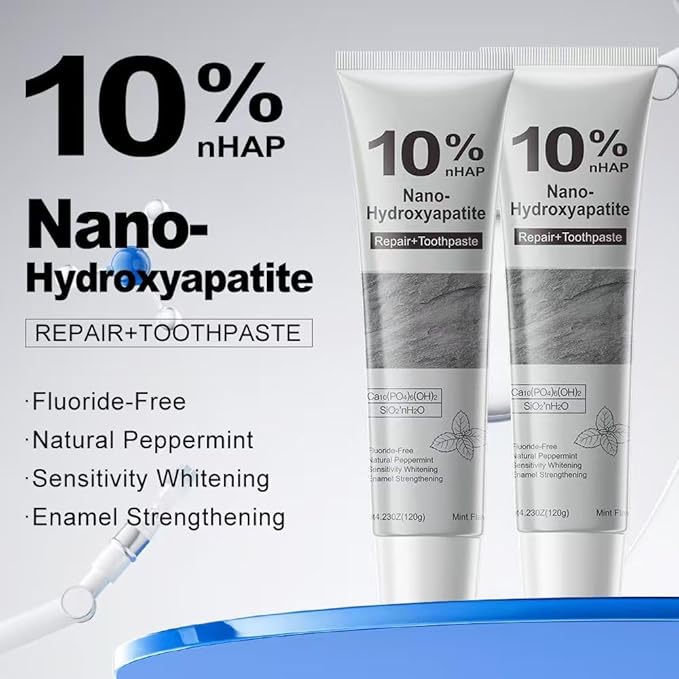 2 Pcs 10% Hydroxyapatite Toothpaste, Nano-Hydroxyapatite Toothpaste for Advanced Enamel Protection,New Upgraded Formula,Gentle Mint,Fresh Breath