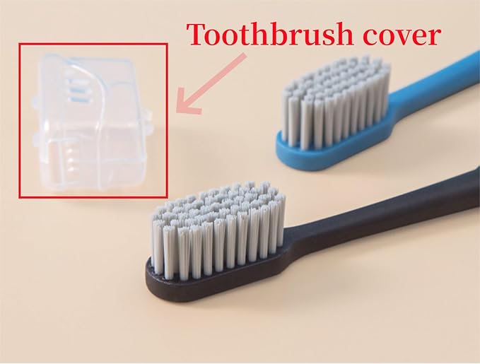 Adult Manual Hard-bristled Toothbrush with Cover, Wide Head Medium Size,for Cleaning Smoke Stain, Tartar, Coffee Stain, Tea Stain.【Hard Bristle Brown toothbrushes, 5 Count (Pack of 1)】