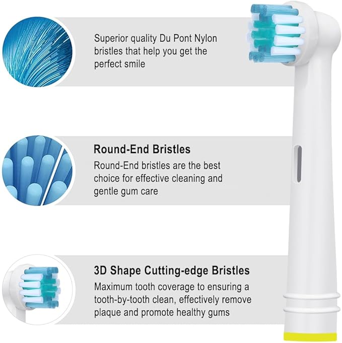 Toothbrush Replacement Heads Refills for Oral B - Precision Clean Brush Head for Gentle & Effective Cleaning and Optimal Dental Care, by DeBizz (8)