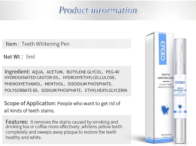 Teeth Whitening Teeth Whitening Gel Pen Essence for Tooth Instant Polish White Style1, Pen