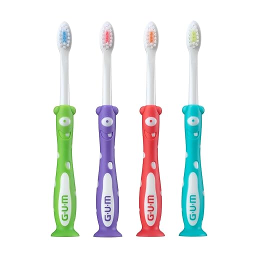 GUM Monsterz Children and Toddler Toothbrush, Soft Bristled Kids’ Toothbrush with Suction Cup, for Ages 2+, 1 Count(Pack of 6)