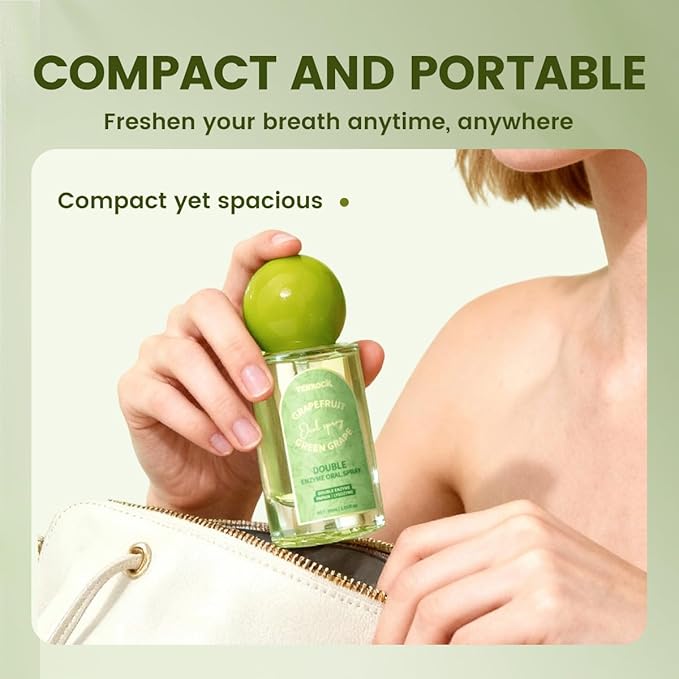 Venrock Double Enzyme Oral Spray Long-Lasting Freshness, Alcohol-Free Oral Spray for Breath Care, Grapefruit Green Grape Flavor, Travel-Sized Breath Spray with Papain & Lysozyme, 30ml/1.01 Fl Oz