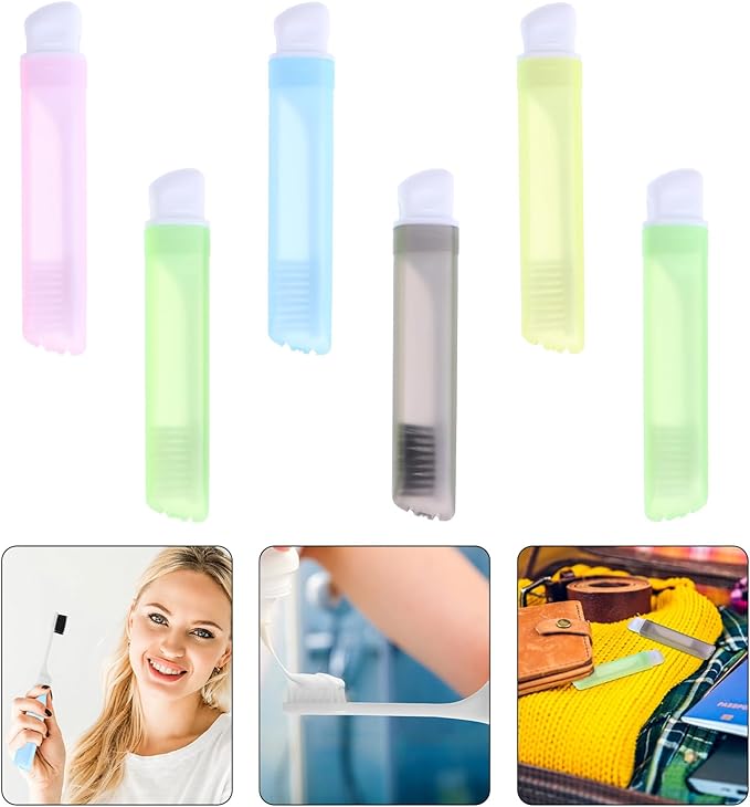 MOBUTOFU 6Pcs Foldable Toothbrush Set with Soft Bristles Portable Travel Toothbrushes for Camping and Daily Use Compact Folding Handle Adult Oral Care Random Color Random Color