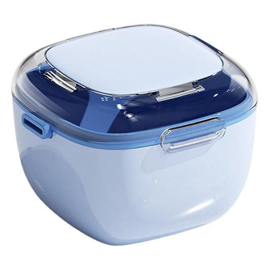 Retainer Holder Case - Denture Cleaning Cup For Mouth Guard | ABS PP Material With Strainer Basket Function, Portable Container Feature, For Dentures, Jewelry, Travel, Bathroom
