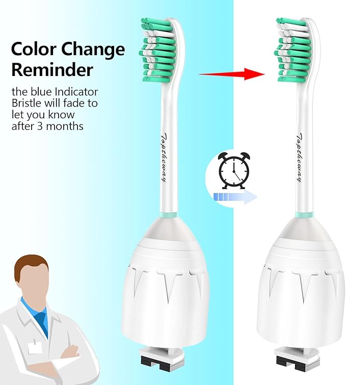 Toptheway Replacement Brush Heads Compatible with Sonicare E-Series Essence Xtreme Elite Advance and CleanCare Screw-On Toothbrush Handles 7022/66, 6 Pack