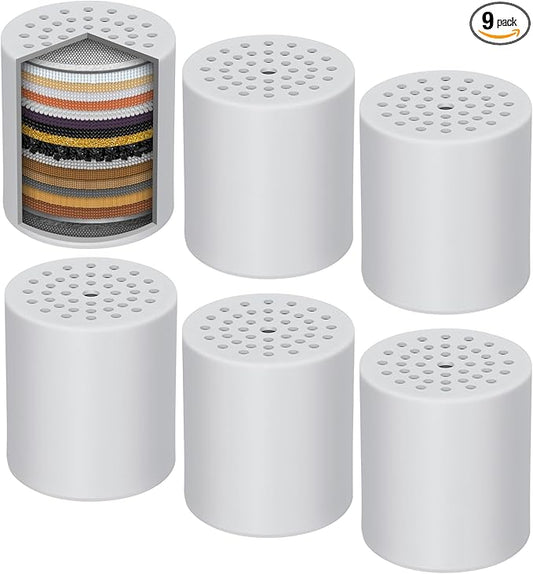 9 Pack Shower Filter Replacement Cartridge, 20 Stage Shower Filter Head for Hard Water, Universally Compatible With Any Similar Design, High Output Hard Water Filter Replacement Cartridge