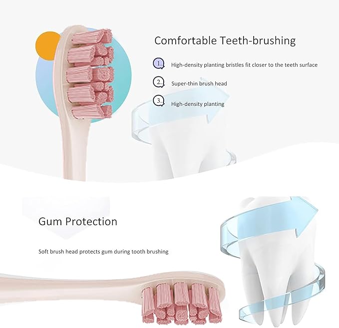 GTHUNDER 8Pcs Electric Toothbrush Heads Compatible with Oclean.with Hygienic Caps,Vacuum-Packed.Fits Adapted for All Oclean Models x pro Elite, X, X Pro,Flow,F1,Air 2 (Pink)
