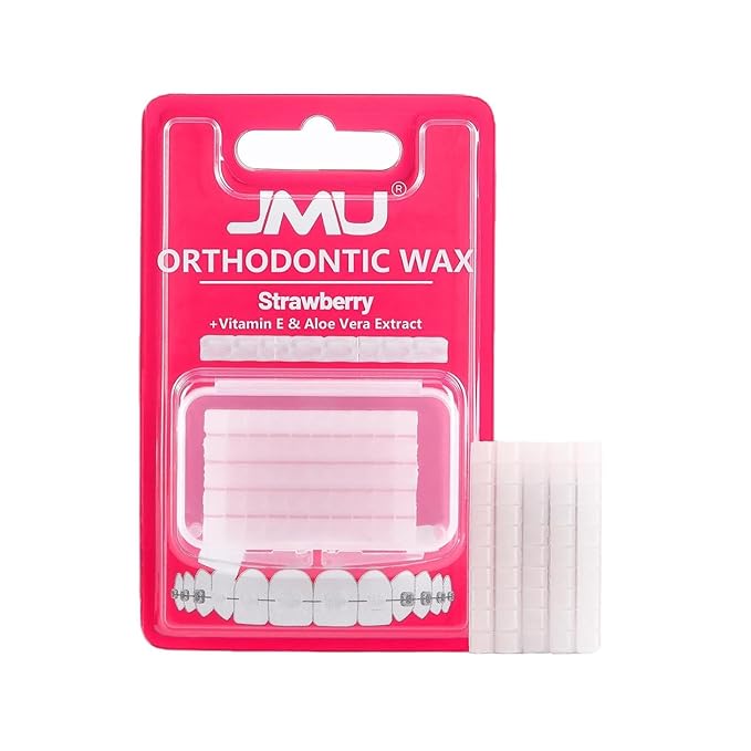 JMU 10 Pack Orthodontic Wax for Braces, 500 Precut Wax Dots, Strawberry Flavored for Fresh Breath, Safe for Sensitive Teeth & Braces Care