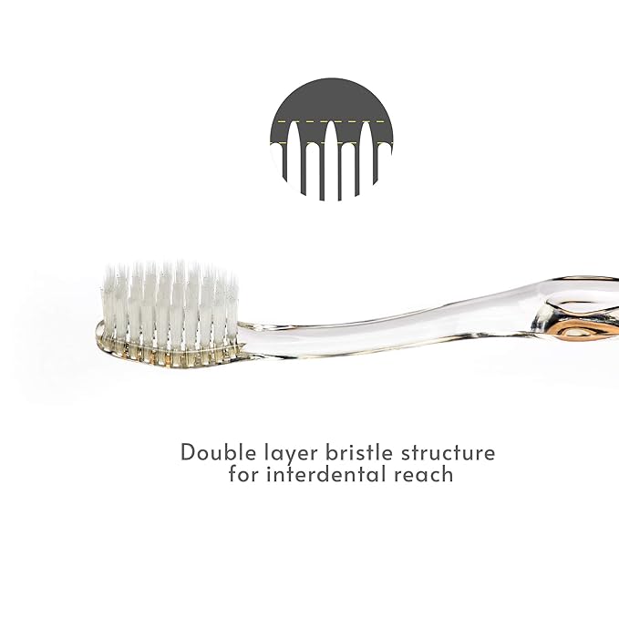 Nano-b Manual Toothbrush for Adults with Sensitive Gums, Silver Soft/Medium Bristles, Travel Case, Pink