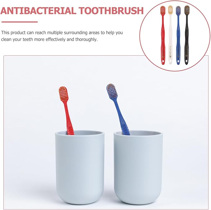 10Pcs Household Charcoal Toothbrushes Gentle Thin Bristles Oral Care Cleaning Brush Mixed Colors Comfortable Grip Non-Slip Handles for Bathroom Accessories