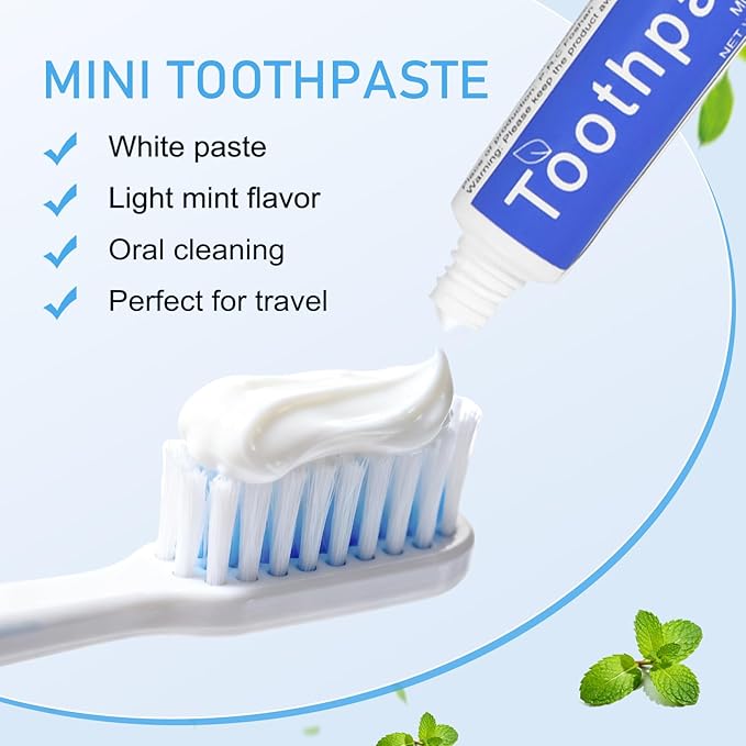 HOIQIRY 0.28 oz Small Travel Size Toothpast Bulk - Pack of 30,Disposable Mint Flavor 0.8x3.14 inches Single Use Mini Toothpaste for Hotel,Camping,Homeless,Charity,Guests,Office,Vacation