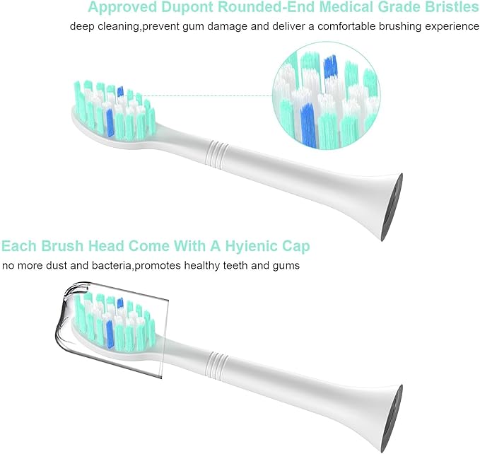 Replacement Toothbrush Heads Compatible with Philips Sonicare:10 Pack Professional Electric Brush Heads for 4100 6100 &More Snap-on Handles
