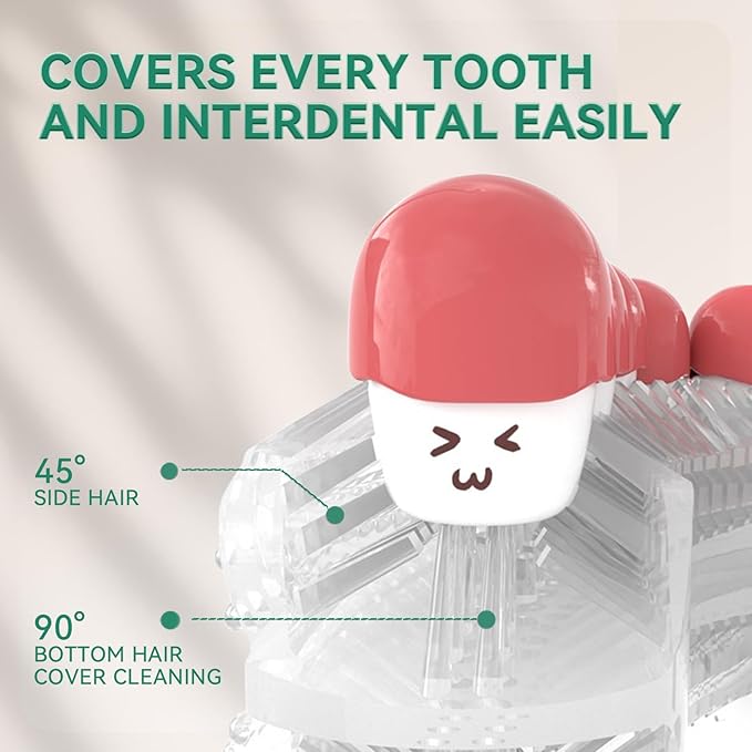 Adult Sonic Automatic Electric Toothbrush, 360° Oral Cleaning Stain Whitening, IPX7 Waterproof Rechargeable, u-Shape Brush Head*3+Straight Handle Brush Head*2 (Green-Cup)