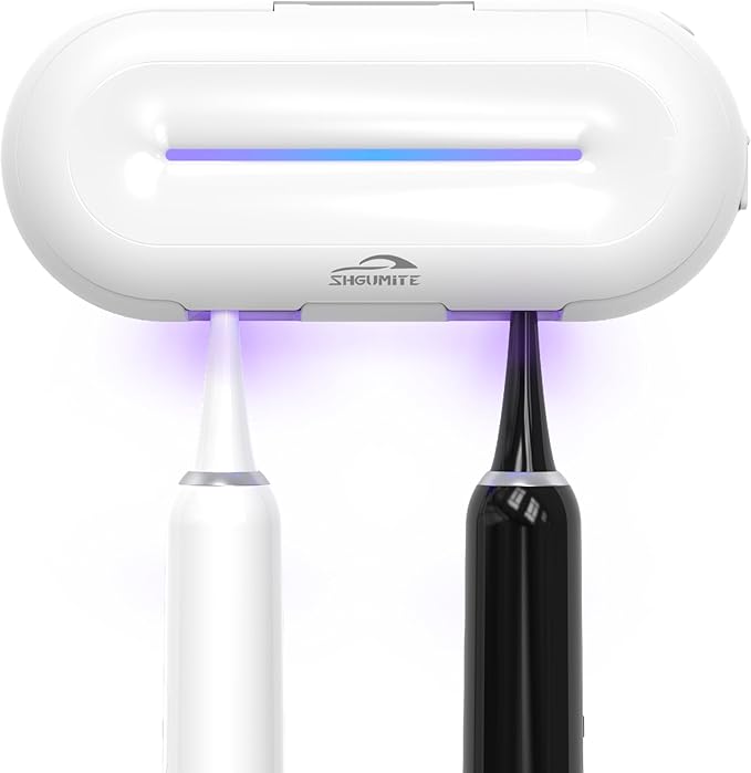 Toothbrush Holder Sanitizer - Toothbrush Dryer and Cleaner, Wall Mounted Holder with 10000mAh Rechargeable Battery, Triple-Light Cleaning + Rapid Drying System for Bathroom