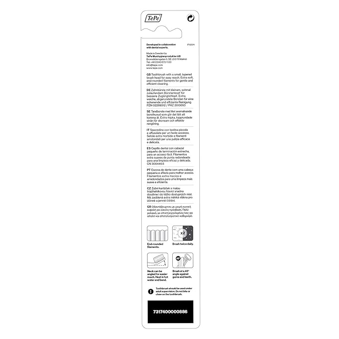 TePe Select X-Soft Toothbrush, Adult Soft-Bristle Toothbrush with Compact Tapered Head and Angled Neck, Pack of 1