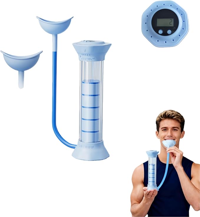 Digital Breathing Dumbbells with Adjustable air holes, Load Bearing Breathing Training Device, Abdominal Breathing Capacity,Slimming Belly, Breathing Resistance Training Dumbbells (Blue)