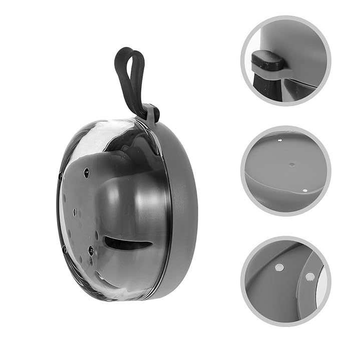 Retainer Case with Mirror and Denture Bath Cup Gray Plastic Orthotic Storage Box Portable Mouth Guard Holder for Travel and Daily Oral Care