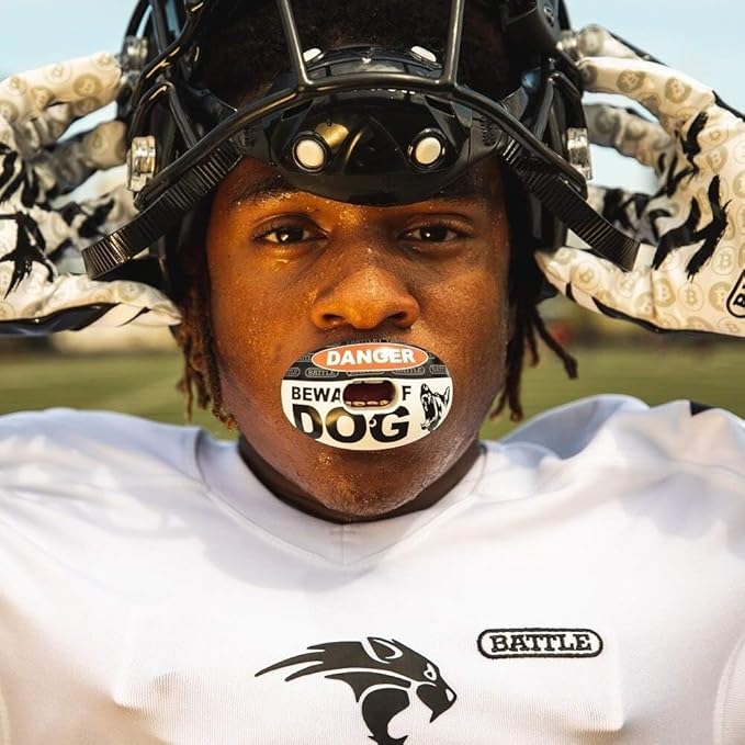 Battle Sports Oxygen Football Mouthguard - Football Mouth Guard with Strap, Superior Airflow & Better Performance, Maximum Breathability, Works with Braces
