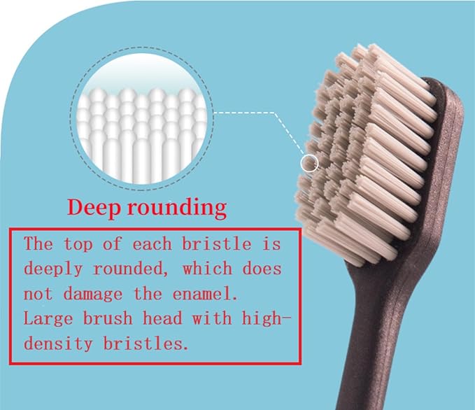 Adult Manual Hard-bristled Toothbrush with Cover, Wide Head Medium Size,for Cleaning Smoke Stain, Tartar, Coffee Stain, Tea Stain.【Hard Bristle Blue toothbrushes,5 Count (Pack of 1)】