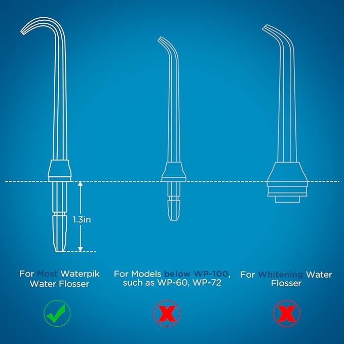 Replacement Heads for Waterpik, Replacement Picks for Water Pik Water Flosser (6 Implant Denture Tips)