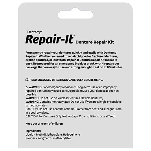Dentemp Repair Kit - Repair-It Advanced Formula Denture Repair Kit - Denture Repair Kit Repairs Broken Dentures - Denture Repair to Mend Cracks & Replace Loose Teeth (Value Size)