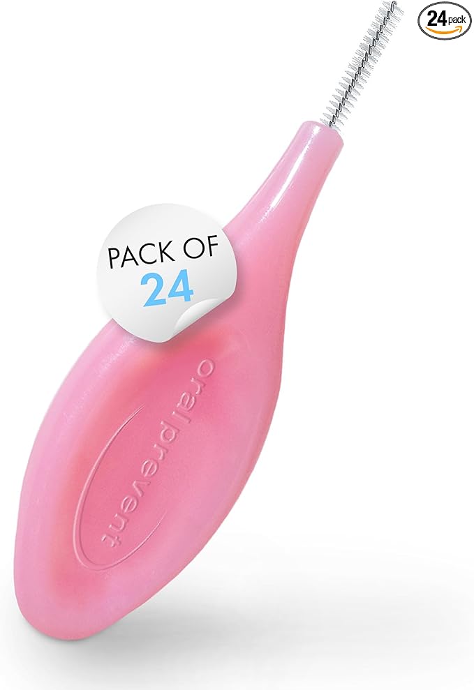 Smart Grip Interdental Brushes 0.40 mm – Pink – ISO 0 – Deep Cleaning Between Teeth – Ultra-Fine Dental Picks – 24 Pack