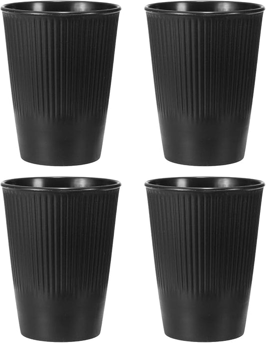 uxcell 4 Pcs Simple Toothbrush Cup, 3.3 x 3.3 x 4.2 Dishwasher Safe Bathroom Tumbler Reusable Plastic Cup Set for Storing Toothpaste Combs, Black